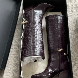 Tibi Rowan croc embossed boots in prune size 37,5